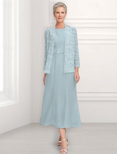  A-lijn Jurken Moeder van de bruid jurk Bruiloft gast Kerk (83 Elegant Vintage Met sieraad Tot de enkel Chiffon Lange mouw met Pailletten Borduurwerk 2025