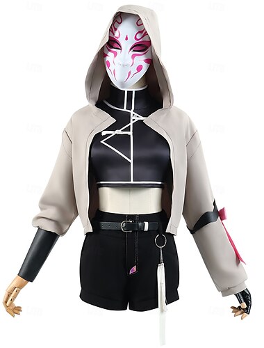  Cosplay Töte die Götter Cosplay Anime Cosplay Kostüm Maskenmaske Cosplay-Anzüge Maske Halloween Karneval Leistung Party Mantel Weste Hose Für Damen Erwachsene