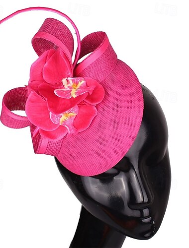  Peça para Cabeça Linho Artificial Casamento Festa de Noite Elegante Casamento Com Flor Capacete Chapéu