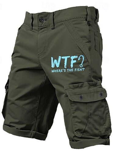  Herren Mit Buchstaben bedruckt Lustiger Slang Cargo-Shorts Arbeitsshorts Mittlere Taille Klassisch Lässig Outdoor Campen und Wandern Mehrere Taschen Designer Bekleidung
