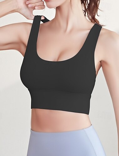  Damen Leichter Halt Sport-BH Lauf-BH Offener Rücken Überkreuzter Rücken BH-Top Gepolstert Fitness Freizeitsport Laufen Atmungsaktiv Leicht Weich Schwarz Gelb Rosa Einfarbig