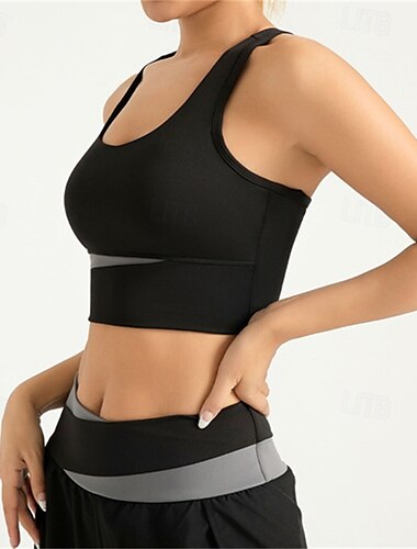  Dame Let støtte SportsBH'er Kører bh Racer Bagside Åben Ryg God top Vatteret Fitness Fritidssport Løb Åndbart Letvægt Blød Spandex Sort Hvid Gul Ensfarvet