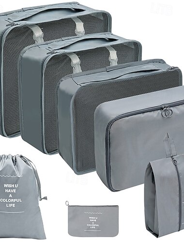  Kompressionspackwürfel zur Aufbewahrung von Reisegepäck und als platzsparender Rucksack-Organizer, faltbare Kultur- und Kosmetiktaschen, Kleidung, Schuhe, digitales Zubehör, Reisetaschen-Set mit