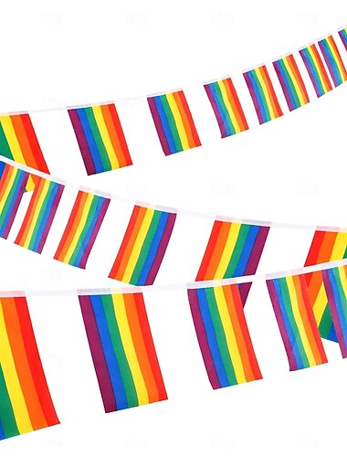  Juin Mois de la Fierté Mois de la Fierté LGBT LGBTQ Drapeaux à Cordes Bandes de Fierté Gay Banderole Arc-en-ciel Guirlande Intérieure/Extérieure pour Joyeuse Fête Célébration Décoration