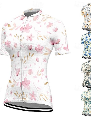  Mujer Maillot de Ciclismo Flor Manga Corta Bicicleta Camiseta Maillot con 3 bolsillos traseros MTB Bicicleta Montaña Secado rápido Diseño Anatómico Capilaridad Transpirable Deportes Amarillo Rosa Azul