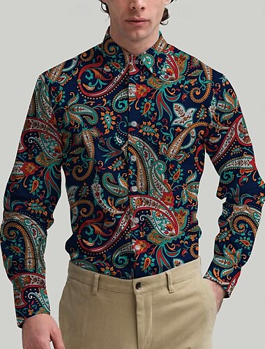  Retro Vintage 1970s Shirt Aloha Shirt Hippie Paisley Men's Masquerade Party Daily Wear Pride Parade Adults' Shirt