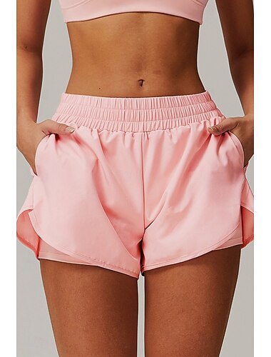  Women's  Shorts Slacks Streetwear Casual Short Natural Plain Elastic Waist Comfy Breathable Outdoor Daily Wear Going out Black White Pink Dark Purple Summer Regular Fit