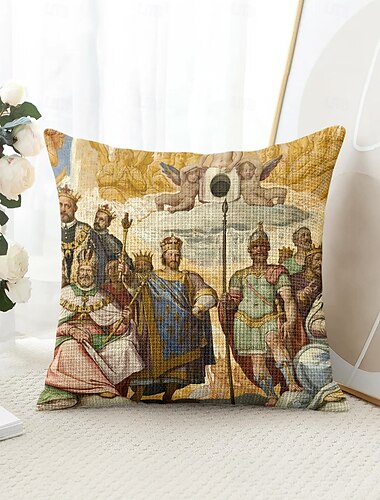  Vintage Mittelalter dekorative Wurfkissenbezug 1PC weicher quadratischer Sofakissenbezug Kopfkissenbezug für Schlafzimmer Wohnzimmer Sofa Stuhl