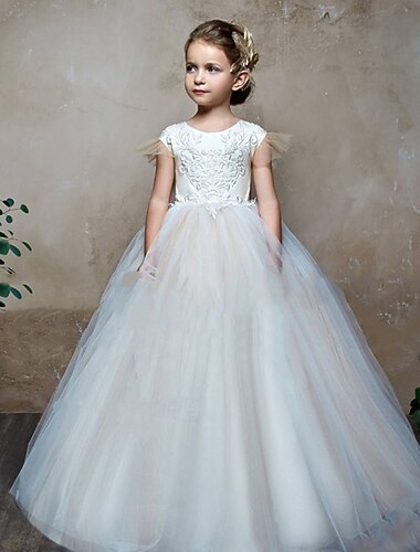  Infantil Para Meninas Vestido de daminha de honra Vestido de festa Côr Sólida Sem Manga Espetáculo Com Transparência Princesa Doce Com Transparência Longuette Vestido da bainha Vestido De Tule Verão