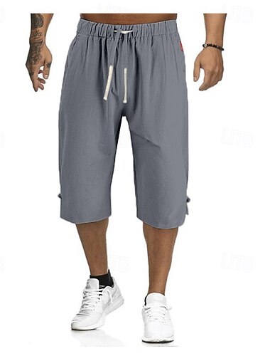  Herren Shorts Kurze Hosen Leinenshorts Kurze Hosen Sommer-Shorts Caprihose Kordelzug Glatt Sport Kurz Arbeit Täglich Leinen / Baumwoll Mischung Klassisch Casual / sportlich Schwarz Grün Schwarz