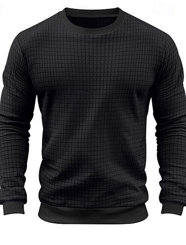  Bărbați Tricou Tricouri Tee Top Tricou cu maneca lunga Manșon Lung Stil Nautic Vară Primăvară Simplu Modă Designer De Bază Jacquard Vacanță Stradă Ieșire Negru Alb Kaki Top tricou pentru bărbați