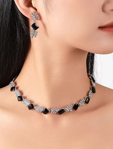  safir blad halsband örhängen mode senior säljande brud set