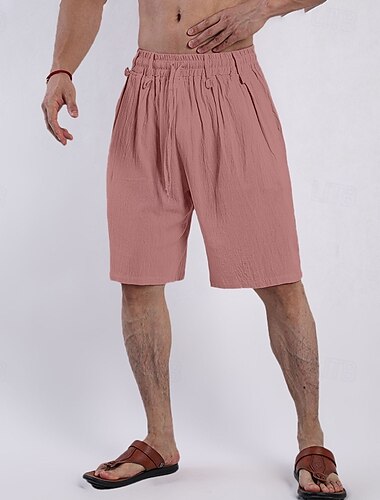  Herren Shorts Kurze Hosen Leinenshorts Kurze Hosen Sommer-Shorts Strandshorts Kurze Hosen Kordelzug Elastische Taille Glatt Komfort Atmungsaktiv Knielänge Outdoor Täglich Festtage Modisch Klassicher