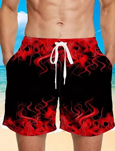  Herr 3D-utskrift Låga Boardshorts Badshorts Sommarshorts Medium Midja Streetwear Hawaiisk Strandsemester Sidfickor Mesh foder Elastisk dragsko i midjan Designer Kläder
