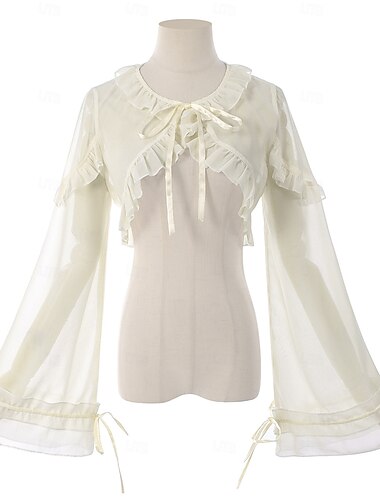  Rétro Vintage Rococo Renaissance Blouse / Chemise Princesse Vampire Dentelle Nœud Couleur Unie Femmes Pirate Royal Steampunk Mascarade Décontracté Quotidien Adulte Chemisier