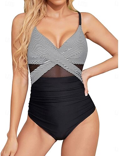  Γυναικεία Μαγιό Μονοκόμματα Monokini Μαγιό Χωρίς Πλάτη Έλεγχος Κοιλιάς Ψηλή Μέση Λιτή Διακοπών Μπικίνι Παραλίας Φλοράλ V Neck Χωρίς Μανίκια Μαγιό