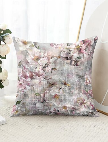  Fiori Decorativi Cuscini Decorativi Copertura 1PC Morbido Cuscino Quadrato Copricuscino per Camera da Letto Soggiorno Divano Poltrona