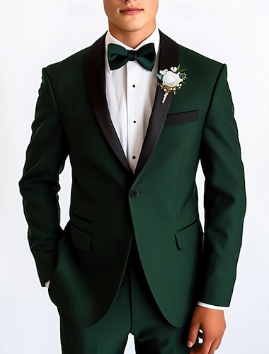  Heren Trouwpakken Thuiscoming Pakketten Black Tie Tuxedo's Mode Formeel Zomer Effen Kleur Standaard Pasvorm 2-delige Enkele Knopin