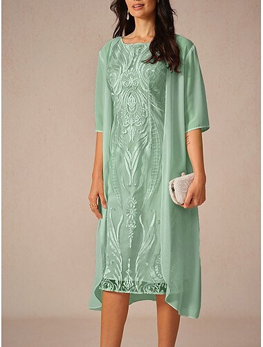  dames chiffon cover-up jas effen kleur elegant stijlvol halve mouw saliegroen zomer lente