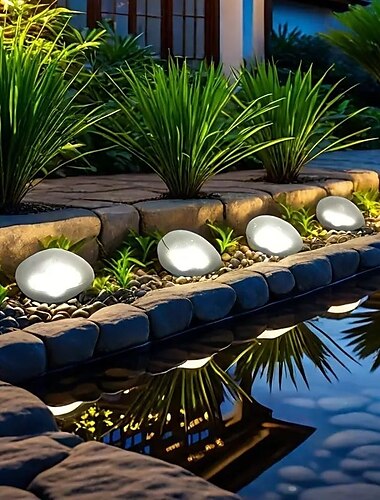  Luces solares LED para suelo de exterior, luz de guijarros para jardín, césped, patio, parque, camino, estanque, paisaje, decoración impermeable, 1 unidad