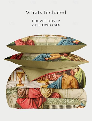  Vintage Jesus Bettwäsche Set 100% Baumwolle weich und atmungsaktiv Bettwäsche mit Drucken leicht und langlebig Bettbezug komfortabel für alle Jahreszeiten pflegeleicht