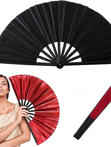  Abanico de mano plegable holográfico grande con diseño de botas en el suelo, para baile en línea, popping, abanicos de aplausos para baile en línea, artesanía plegable con láser de colores.