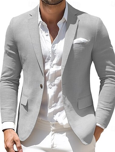 Herren Blazerjacke Büro Alltagstauglich Mode Täglich Ganzjahres Polyester Einfarbig Basic Einreihig Ein-Knopf Blazer Schwarz Marineblau Himmelblau Kaki