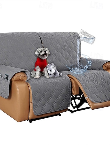  Fundas antideslizantes para sillones reclinables de 2 plazas, aptas para sofás reclinables de cuero, resistentes al agua, antiarañazos, para sofás reclinables dobles, fundas divididas para cada
