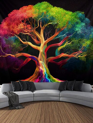  Baum des Lebens hängender Wandteppich Wandkunst große Wandteppich Wanddekoration Fotohintergrund Decke Vorhang Zuhause Schlafzimmer Wohnzimmer Dekoration