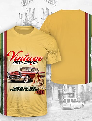  Manches Ajustées T-shirt Affiche rétro Fille rétro Art graphique Pour Homme Adulte Mascarade Impression 3D Vacances Soirée
