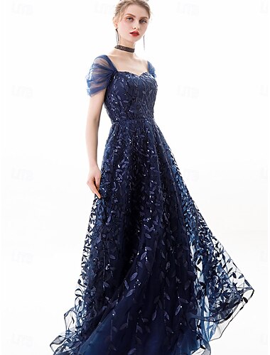  נשף גזרת A שמלות Quinceanera אלגנטית שמלה חתונה אורחת חתונה עד הריצפה שרוולים קצרים סירה מתחת לכתפיים פוליסטר ללא גב עם קפלים 2025