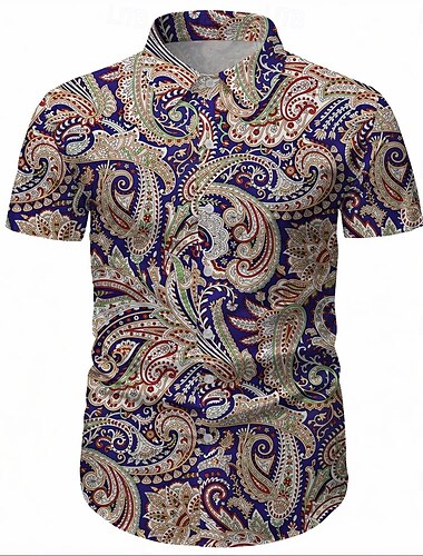  Retro Vintage 1970s Shirt Aloha Shirt Hippie Disco Ethnic Men's Masquerade Vacation Party Pride Parade Adults' Shirt