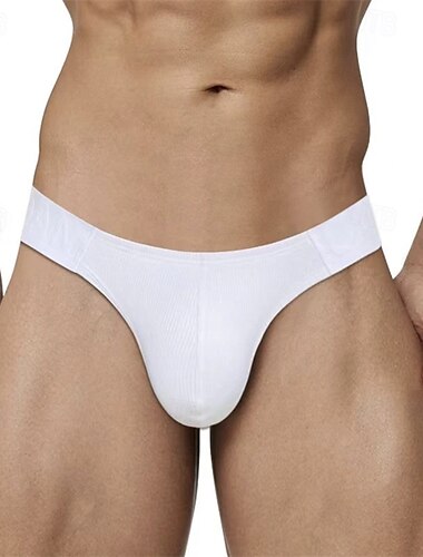  Herr 1 st Grundläggande trosor Briefs Lappverk Polyester Andningsfunktion Mjuk Bekväm Slät Mellanhög midja Svart Vit