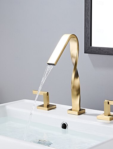  Baño grifo del fregadero - Separado Galvanizado Muy Difundido Dos asas de tres agujerosBath Taps