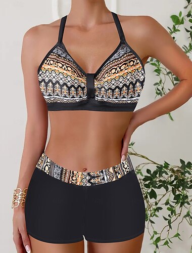  Per donna Costumi da bagno Bikini Due pezzi Monokini Birichino Costume da bagno Lavorato a maglia Vacanza Tropicale Blocco di colori A righe Tuffo Senza Maniche Costumi da bagno