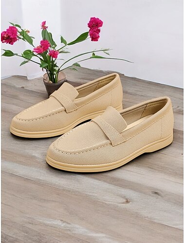  mocassins femininos flyknit slip-on - calçados leves e casuais para caminhada, para uso diário e no trabalho