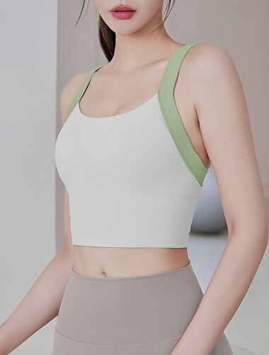  Damen Leichter Halt Sport-BH Lauf-BH Offener Rücken Überkreuzter Rücken BH-Top Gepolstert Fitness Freizeitsport Laufen Atmungsaktiv Leicht Weich Schwarz Leicht Grün Beige Einfarbig