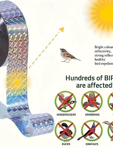 2-pack met dubbelzijdig reflecterend lint geschikt voor boomgaarden en moestuinen vogelwerend lint buitenshuis veilige en gebruiksvriendelijke vogelwerende oplossing
