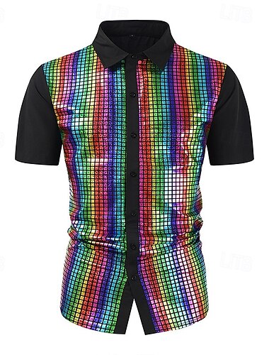  Retro vintage Jaren '70 Schijf Hemd Hippie Voor heren Carnavalskostuum Halloween Carnaval Maskerade Prestatie Evenement / Feest Toneel Volwassenen Hemd
