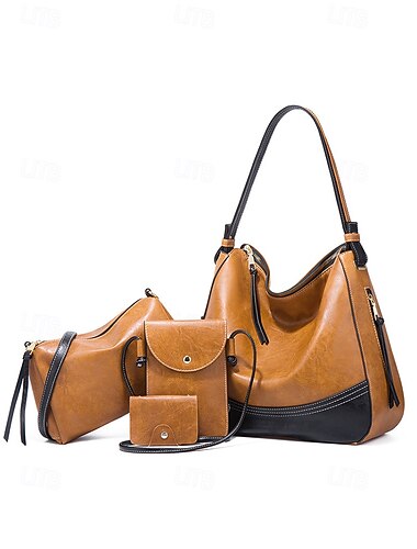 4-teiliges Damen-Handtaschen-Set – Umhängetasche, Crossbody-Tasche, Geldbörse und Clutch aus Kunstleder, elegante, lässige Tragetasche für Arbeit, Reisen und den täglichen Gebrauch