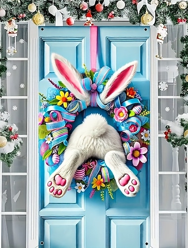  Décorations de porte Couvre-portes Couronne factice Tapisserie de porte Rideau de porte Décoration Toile de fond Intérieur/Extérieur Bannière de porte pour porte d'entrée de ferme