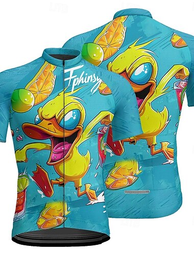  Męskie Koszulka rowerowa Krótki rękaw Rower Tee Tshirt Dżersej z 3 tylnymi kieszeniami Kolarstwo górskie Oddychający Szybkie wysychanie Anatomiczny kształt Odprowadzające wilgoć Niebieski Zwierzę