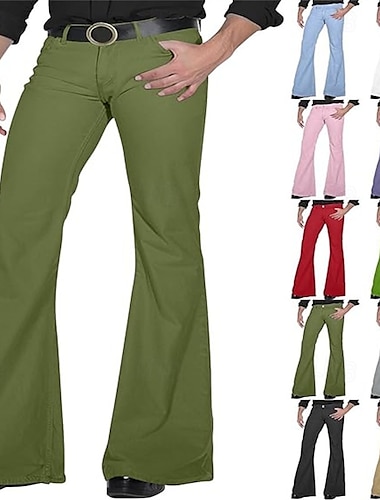  Retro vintage Jaren '70 Lange Lengte Broek Bell Bottom broek Hippie Effen Kleur Voor heren Maskerade Alledaagse kleding Prideparade Trots maand Volwassenen Broeken Lente zomer