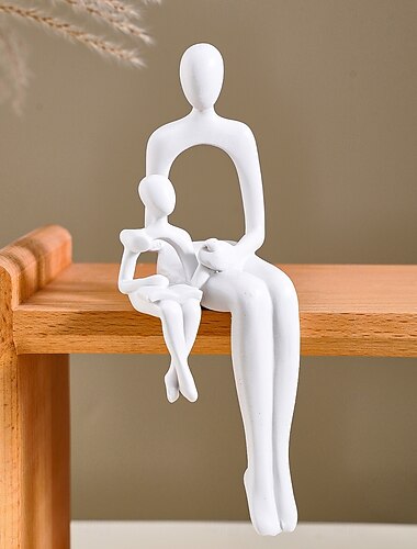 Abstract Parent-Child Reading Figurine, Minimalist Resin Tabletop Decor, Family Bonding Statue for Home, Dining Room, Party, and Gathering Decoration