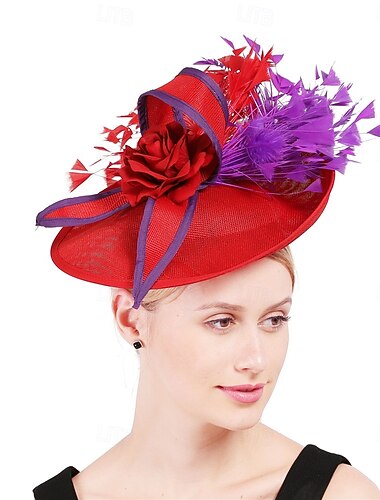  Helm Veren Sinamay Bruiloft Avond Feest Elegant Bruiloft Met Veer Helm Hoofddeksels