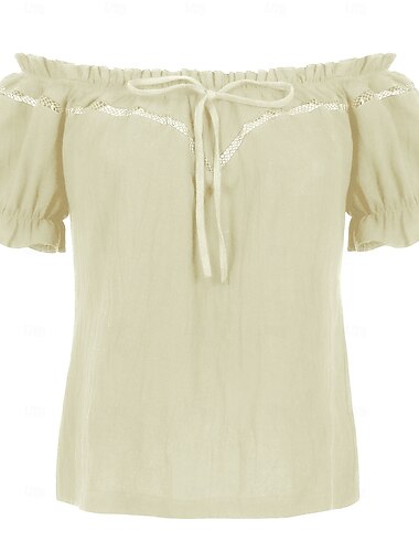  Retro Vintage Mittelalterlich Renaissance Bluse / Hemd Einfarbig Damen Seeräuber königlich Steampunk Maskerade Alltagstauglich Erwachsene Bluse