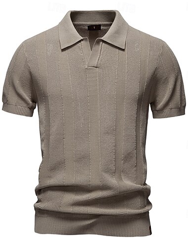  Herren Polo Strick-Polopullover Formell Arbeit Möwenhalsband Kurzarm Einfarbig Stripe-Trim Streifen Sommer Frühling Marineblau Khaki Armeegrün Polo