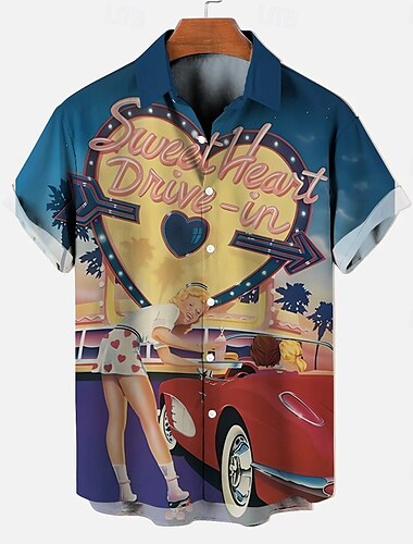  Chemisier / Chemise Affiche rétro Fille rétro Art graphique Pour Homme Adulte Mascarade Impression 3D Vacances Soirée