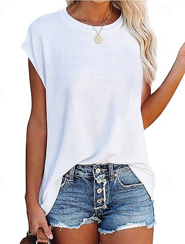  Per donna Canotta a canotta Tinta unica Elegante Casual Senza Maniche Girocollo Top Regolari Quotidiano Ferie Nero Bianco Rosa Grigio Estate Primavera