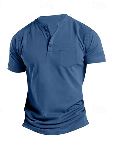  Pánské Tričko s knoflíkem Tričko Tričko Henley Trička Krátký rukáv Henley Léto Bez vzoru Módní Designové Základní Kapsy Dovolená ulice Jdeme ven Černá Bílá Červená Top tričko pro muže
